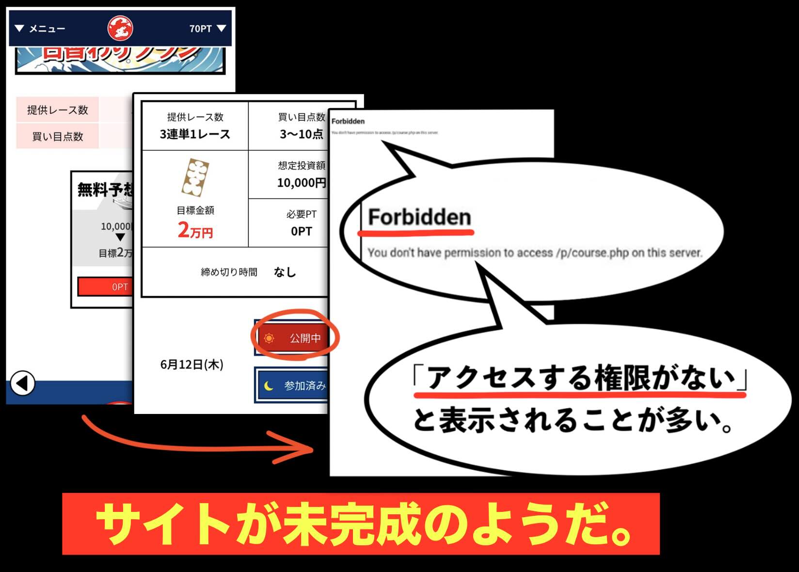船客万来が一部未整備の状態